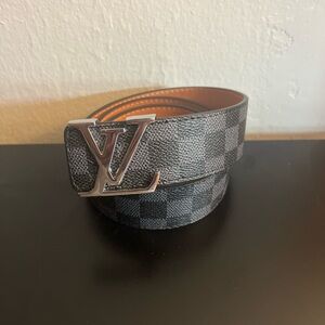 Louis Vuitton Damier Graphite Canvas Belt with LV Silver Buckle (44 / 110cm)